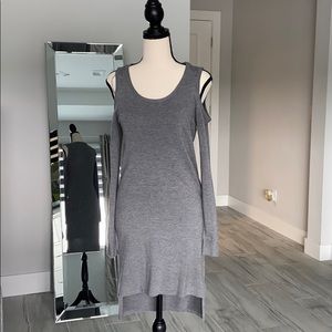 Soft Cold-Shoulder Knit High-Low Dress, Small